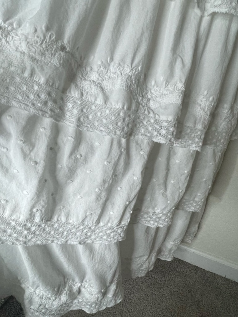LOVESHACKFANCY Tiered Maxi Dress Laced Size M White Cottagecore Prairie Cotton - Picture 5 of 15